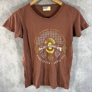 Dazey LA Shirt Women Medium Brown Surrender What Doesnt Serve You Distressed Tee